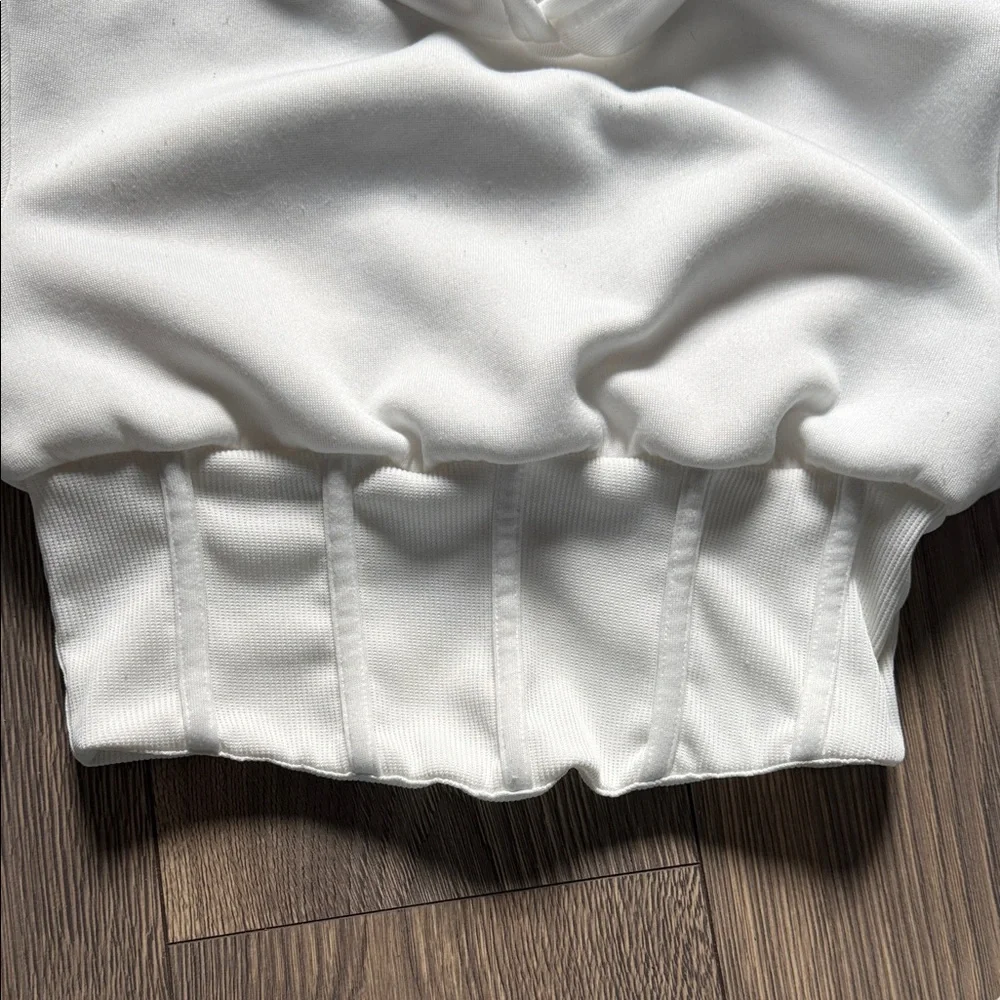 SHEIN White Cropped Ruched Hoodie with Hood